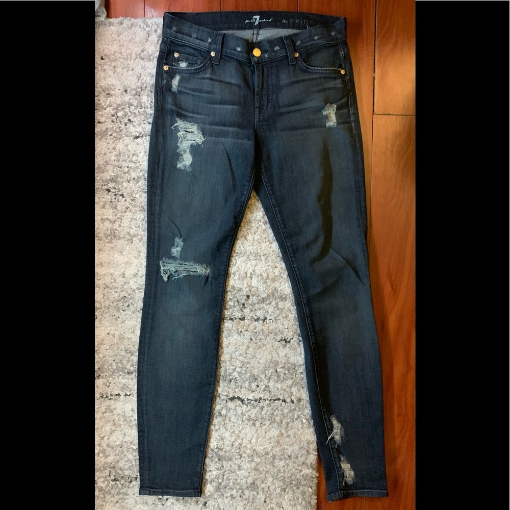Free with purchase over $30 / 7 For All Mankind Skinny Distressed Jeans Size 28